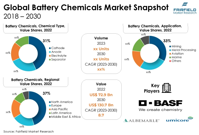 Global Battery Chemicals Market Snapshot, 2018 - 2030