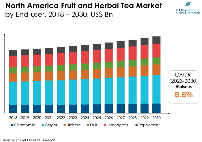 North America Fruit and Herbal Tea Market, by End-user, 2018 - 2030, US$ Bn