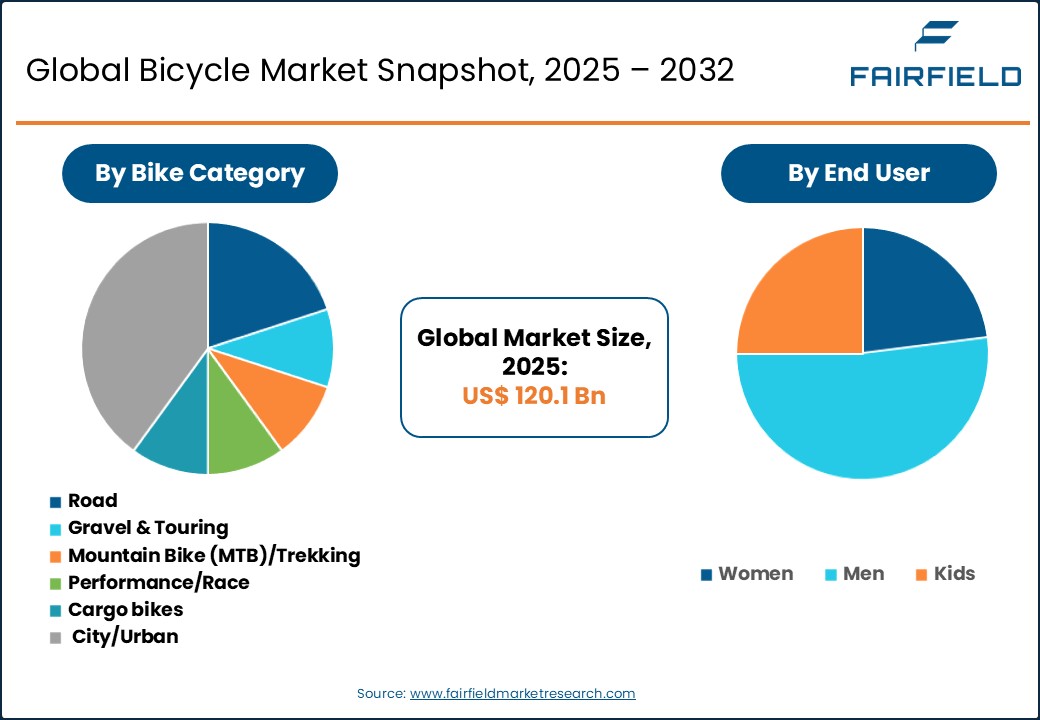Global Bicycle Market Snapshot, 2025 - 2032