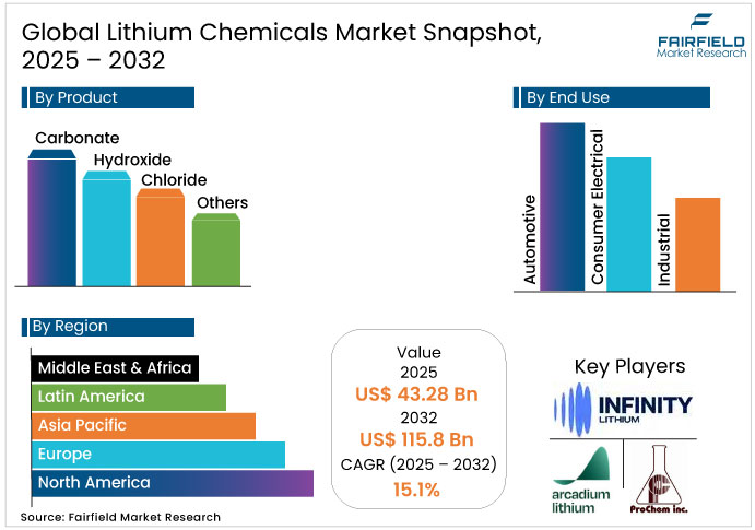 Lithium Chemicals Market Snapshot, 2025 - 2032